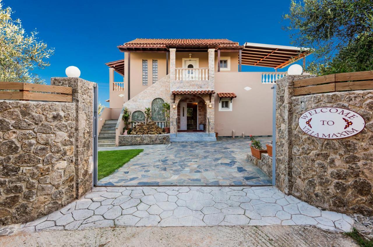Villa Maxim With Private Pool & Tennis Court Halikounas Екстер'єр фото