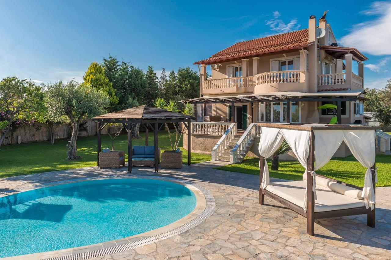 Villa Maxim With Private Pool & Tennis Court Halikounas Екстер'єр фото